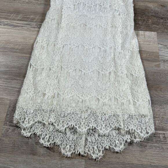 Free People White Lace High-Neck Mini Dress- Medium - Picture 6 of 7